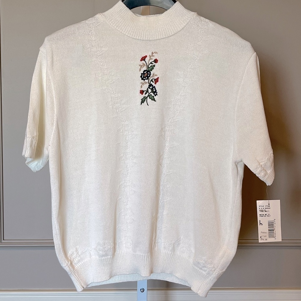 Vintage Deadstock Nikki Embroidered Sweater Large Grandma Fairy Cottage
